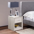 thumbnail image 1 of CorLiving Newport Mid-Century Modern Engineered Wood Adult Nightstand with Drawer and Open Cubby, White Washed, 1 of 11