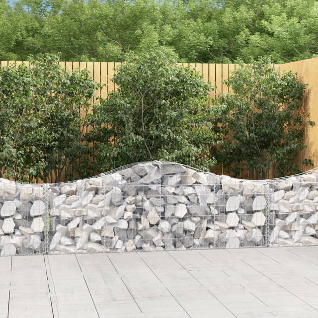 vidaXL Arched Gabion Baskets 7 pcs 200x30x60/80 cm Galvanised Iron