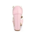 thumbnail image 2 of BLISSFUL STEP Chaussures de Rentrée pour Femmes à Bride en T avec Nœud, Talon Bloc Vintage, Talons Plateforme, Rose 6, 2 of 7