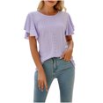 thumbnail image 1 of RKSTN Womens Tops 2024 Fashion Mesh Breathable Short Sleeve V-Neck Blouse Tops Comfortable Temperament Solid Color Tops, 1 of 4