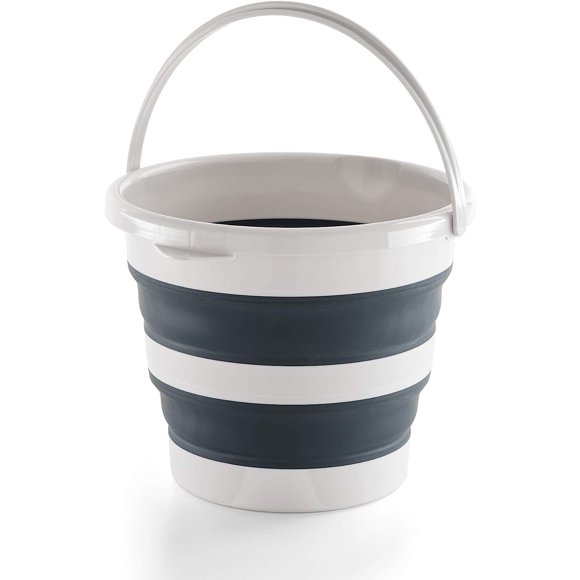 Rayen Mery Folding Bucket 12 litres, PP+Thermoplastic, Light and Dark Grey, 35 x 26 cm, Folded 35 x 6.50 cm