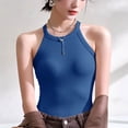 thumbnail image 4 of lcziwo Womens Tank Tops with Built in Bra Sleeveless Racerback Ribbed Shirts High Neck Slim Fitted Crop Top Lightning Sales Blue L, 4 of 8