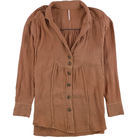 Free People Chemise à Boutons pour Femmes « All About the Feels », Orange, Moyen