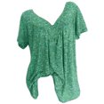 thumbnail image 1 of Pompotops Women Plus Size Short Sleeves V-Neck Print Blouse Pullover Tops Shirt, 1 of 8