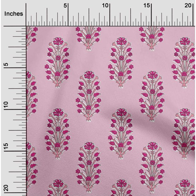 oneOone Viscose Chiffon Fabric Leaves & Floral Block Print Fabric By The Yard 42 Inch Wide