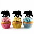 thumbnail image 1 of Silhouette d'Ours Décorations de Cupcakes en Acrylique 12 Pcs, 1 of 2