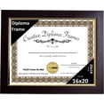 thumbnail image 1 of Creative Picture Frames 16x20 Mahogany Diploma Frame with Gold Rim No Mat with Glass and Installed Wall Hangers, 1 of 3