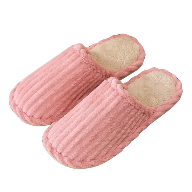 Pisexur House Slippers for Woman Keep Warm and Non-Slip Slippers Contrast Color Plush Warm Home Indoor Slippers & Comfortable and Durable House Slippers for Woman