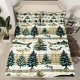 thumbnail image 1 of Bass Fish Fitted Sheet Queen Size,Pine Tree Jungle Bedding Set 3Pcs for Kids Adult Room Decor,Fishing and Adventure Bed Sheet Rustic Green Striped Deep Pocket Sheet,2 Pillowcases（No Top Sheet）, 1 of 5