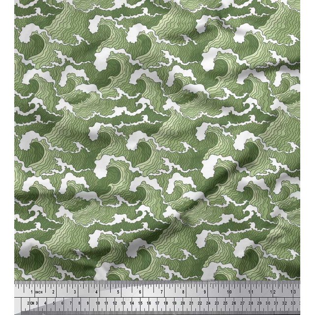 Soimoi Rayon Fabric Waves Shirting Decor Fabric Printed Yard 42 Inch Wide