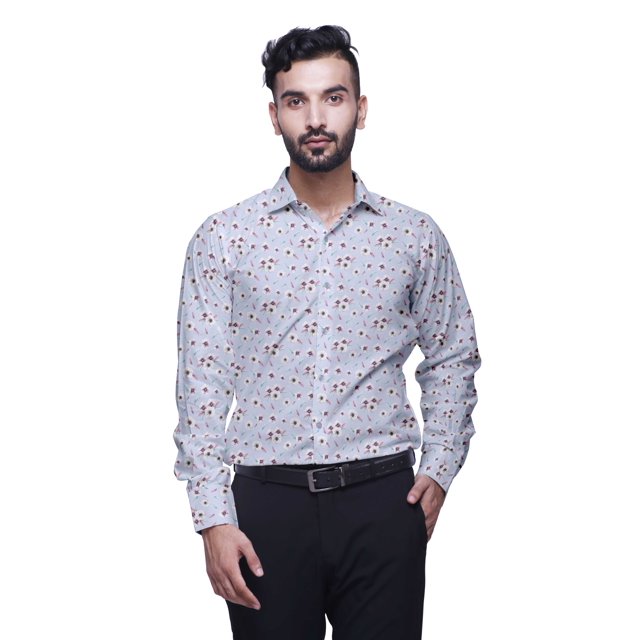 BESTMAN Cotton Shirt With Pockets Spread Collar Button Down Formal Shirt