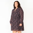 thumbnail image 3 of Devoted Taille Plus Femme Mini robe à manches longues avec taille smockée et boutons sur le devant, 3 of 6