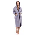 thumbnail image 1 of Women’s Waffle Weave Robe Ladies Hooded Bathrobe 100% Terry Cotton Spa Robes Gray XL, 1 of 8
