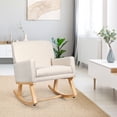 thumbnail image 4 of Gymax Mid Century Fabric Rocking Chair Upholstered Accent Armchair Lounge Chair Beige, 4 of 10