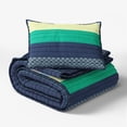 thumbnail image 1 of Mainstays Kids Reversible Green Stripe Stitch Quilt Set, 2 Pieces, Twin, 1 of 6