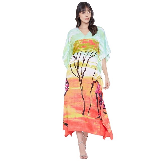 Robe Maxi pour Femmes en Polyester, Caftans, Robe Ample, Grande Taille, Manches Kimono, Long Kaftan, Robes de Soirée, Kaftan Décontracté d'Été