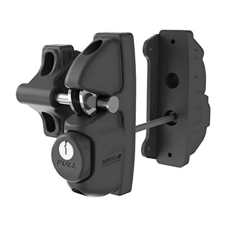 Safetech Hardware Loquet de Portail Double Face avec 2 Crochets de Loquet Indépendants pour Sécurité Accrue Clé Verrouillable des Deux Côtés Loquet Gravité Robuste pour Clôtures en Métal, Bois et Vinyle (SLV Viper X2 - Noir)