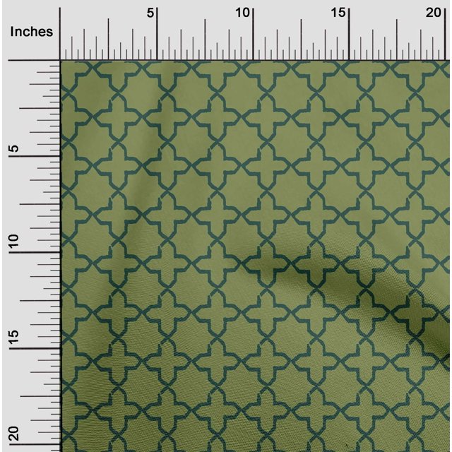 oneOone Cotton Silk Fabric Quatrefoil Block Print Sewing Fabric BTY 42 Inch Wide