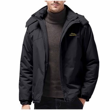 Amzcrzy Men Polyester Blouse Men Warm Outdoor Sports Jacket Windproof Hooded Jacket with Fleece Jacket Men Skiing Suit Long Sleeved Hooded Casual Jacket Mens Bomber Jacket Jackets for Men
