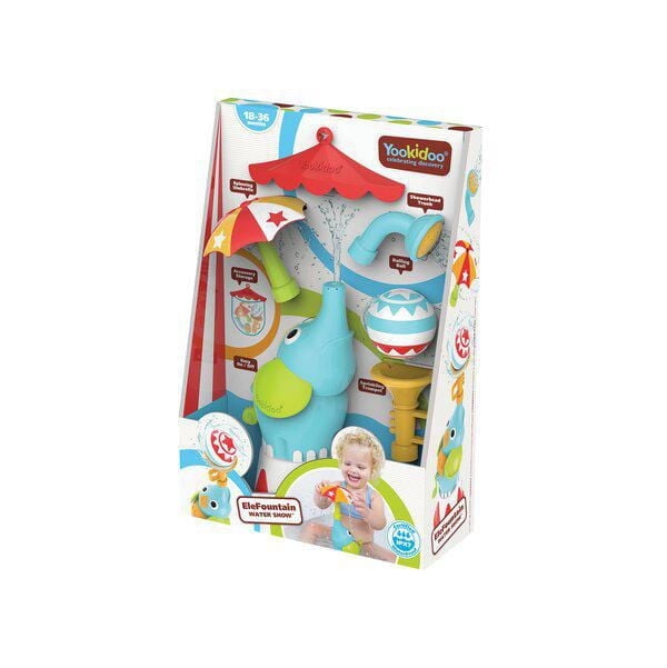 Jouets de bain Yookidoo pour bébés et tout-petits de 1 à 3 ans, Fontaine Éléphant Éclabousseur d'Eau - Ensemble de Pulvérisateurs Éléphant avec 3 Buses à Motifs de Pulvérisation Différents - Jouet STE