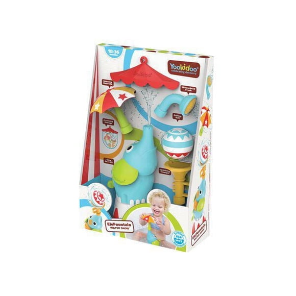 Jouets de bain Yookidoo pour bébés et tout-petits de 1 à 3 ans, Fontaine Éléphant Éclabousseur d'Eau - Ensemble de Pulvérisateurs Éléphant avec 3 Buses à Motifs de Pulvérisation Différents - Jouet STE