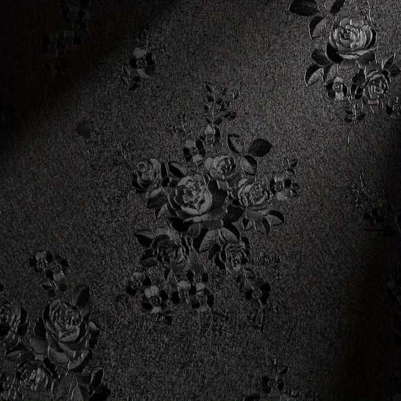 Black Floral Embossed Peel and Stick Wallpaper - 17.7" x 196.8" Removable Textured Flower Wallpaper with Self-Adhesive Thickness for Cabinets and Countertops