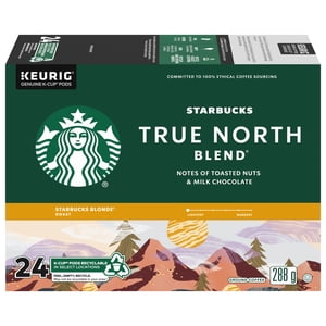 Starbucks True North Blend Blonde Roast Ground Coffee K-Cup Pods Box