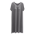 thumbnail image 4 of Timegard Chemises de Nuit pour Femmes Col en V Froncé Mi-Longue Robe de Maison avec Soutien-Gorge Intégré Pyjamas Vêtements de Détente, 4 of 5