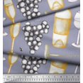 thumbnail image 2 of Soimoi polyester Crepe Fabric Grapes,Wine Glass & Bottle Print Sewing Fabric Yard 52 Inch Wide, 2 of 3