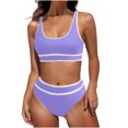 thumbnail image 1 of FAIWAD Womens 2 Piece Swimsuits Sports Color Block Bikini Sets Removable Bra Pad Full Coverage Bathing Suits for Girls, 1 of 5