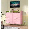 thumbnail image 4 of Commode à 5 Tiroirs avec Lumières DEL RVB et Station de Recharge – Haute Commode en Bois Rose, Armoire de Rangement Moderne à Grande Capacité, Contrôlée par Application, pour Chambre, Salon, Garde-Robe, Couleur : Rose, 4 of 9