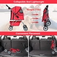 thumbnail image 4 of BestPet Folding Pet Stroller Travel Carrier for Cats & Dogs, Portable Cage Design, Red, 4 of 6
