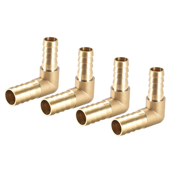Unique Bargains 12mm to 10mm Barb Brass Hose Fitting 90 Degree Elbow Pipe Connector Coupler Tubing Adapter 4 pcs