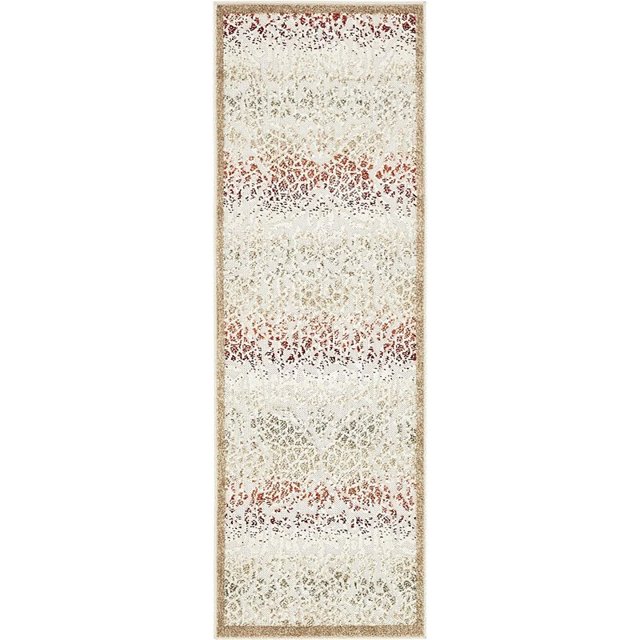Unique Loom Tapis Moderne Vintage Extérieur 2' x 6' Runner Beige/brun Clair