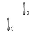 thumbnail image 2 of Transemion Stainless Steel Multifunctional Spork Bottle Opener Outdoor Camping Black 2Set, 2 of 6