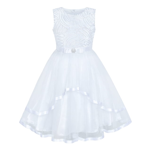 Robe de Demoiselle d'Honneur Enfant Blanche Mariage Fête Robe de Demoiselle d'Honneur 14 Ans