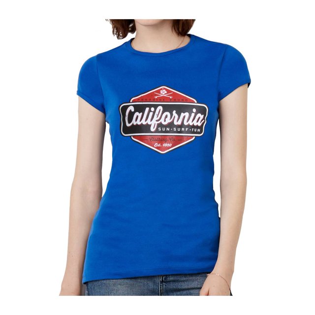 T-Shirt à Manches Courtes pour Femmes California Sun Surf Fun - Royal - 2X-Grand