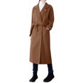 thumbnail image 1 of Birdeem Women's Solid Color Lapel Pocket Button Long Woolen Coat Jacket Cardigan Jacket, 1 of 1