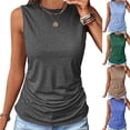 thumbnail image 1 of JDQJBZ Camisoles pour Femmes Couleur Unie Col Rond Sans Manches Coupe Ample Grande Taille Haut Décontracté, 1 of 5