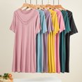 thumbnail image 4 of Timegard Womens Sleepwear Round Neck Ruffle Short Sleeve Solid Color Homewear Casual Loose Comfy Pjs Dress, 4 of 4