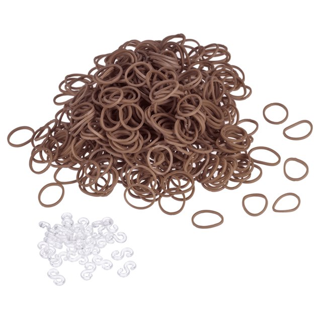Unique Bargains Rubber Band, Rubber Elastic Band with Clips for Home Office Brown 600Pcs