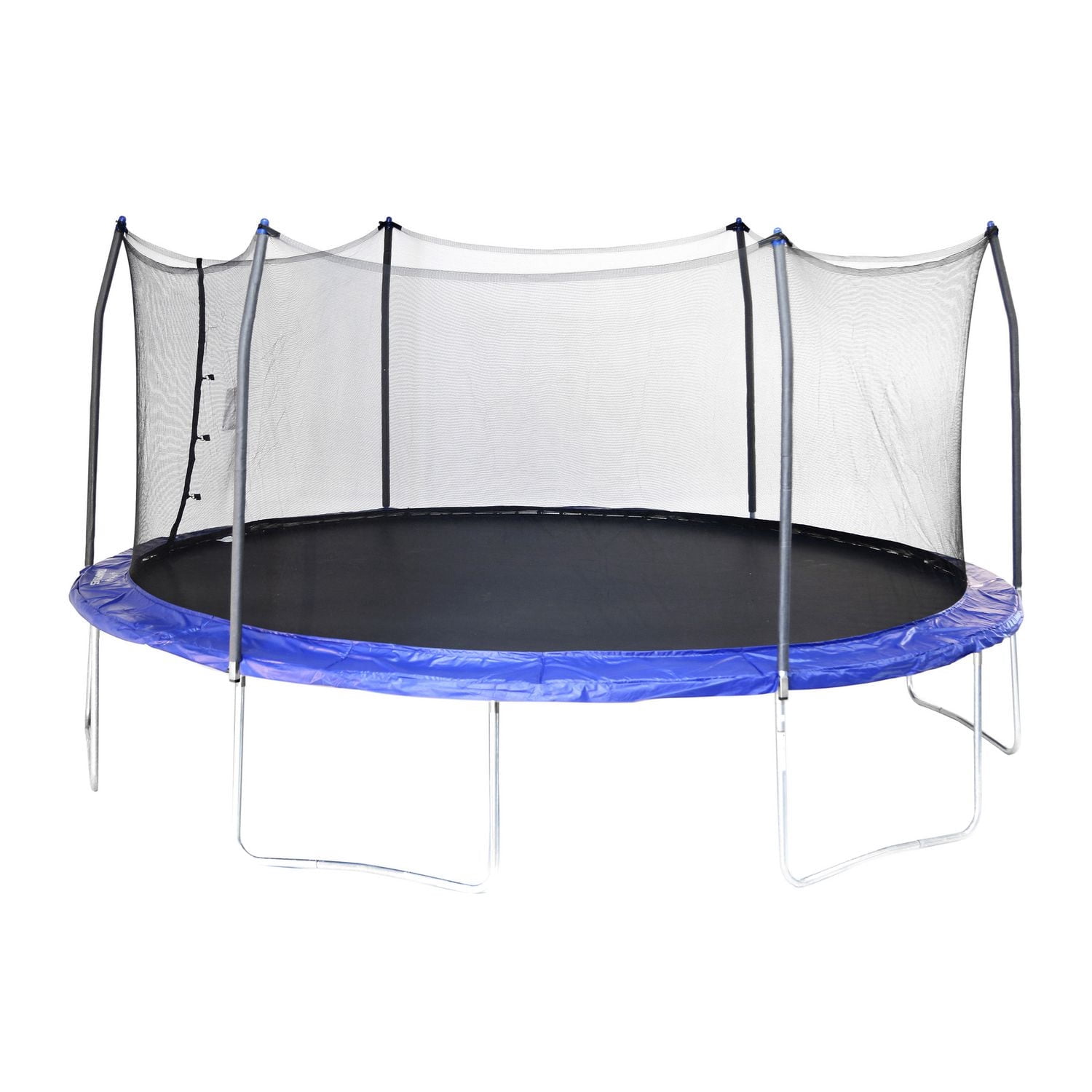 SKYWALKER TRAMPOLINES Trampoline d'extérieur ovale bleu de 17 pieds pour enfants avec filet de sécurité et coussin à ressorts, homologation ASTM, résistant à la rouille