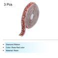 thumbnail image 3 of Unique Bargains 3 Pcs Strass en Résine Garniture 3 Yards Autocollants Rubans Diamant Rose Rouge Bandes de Strass Ruban, 3 of 7