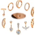 thumbnail image 1 of SURJDE 10Pcs Clicker Belly Button Ring for Women Surgical Steel CZ Belly Rings Simple Bar Reverse Curved Navel Rings Hoop Clicker Segment Belly Barbell Piercing Jewelry Gold Silver Rose Gold T, 1 of 7