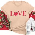 thumbnail image 1 of Meichang T-Shirts pour Femmes Hauts de la Saint-Valentin Imprimé Cœur Mignon T-Shirts Manches Courtes Col Rond Blouses de Vacances en Liquidation, 1 of 5