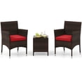 thumbnail image 2 of Costway Outdoor 3 PCS PE Rattan Wicker Furniture Sets Chairs  Coffee Table Garden Red, 2 of 10