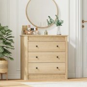 BeesClover Fluted Nightstand with Drawers, Modern Wooden Bedside Table with Storage, Night Stand for Bedroom