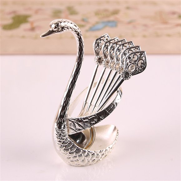 Coffee Spoons Stainless Steel for Coffee Bar with Rack Set of 6 Serving Spoons and 1 Stand