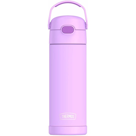 Thermos Kids Bouteille d'eau isotherme en acier inoxydable avec bec verseur et couvercle, 470 ml, lavande
