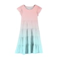 thumbnail image 4 of Tranfacy Robes d'Été pour Ados, Robes pour Filles Taille 10-12, Robe d'Été pour Filles 6-15 Mode Robe à Dégradé de Couleurs avec Poches Manches Courtes Col Rond Robe Trapèze, 4 of 5